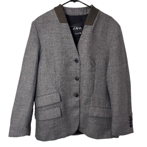 Zara Collection grey tailored oversized wool blazer size M - Picture 5 of 11